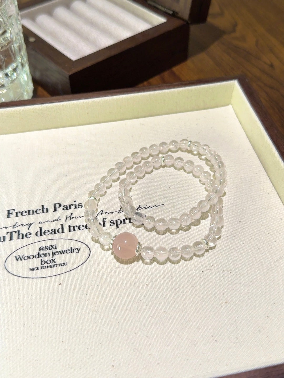 ▫️▪️ Pink crystal multi-loop bracelet